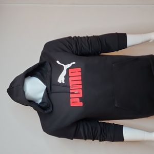 PUMA BLACK SWEATSHIRT WITH HOODIE, THE LOGO IS RED & WHITE, MEDIUM SIZE